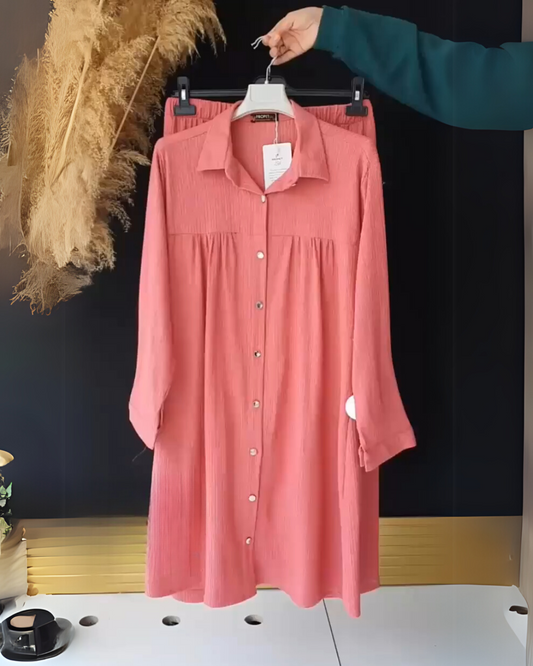 Sorvia Blush Co-ord Set – Relaxed Shirt & Pant in Blush Pink