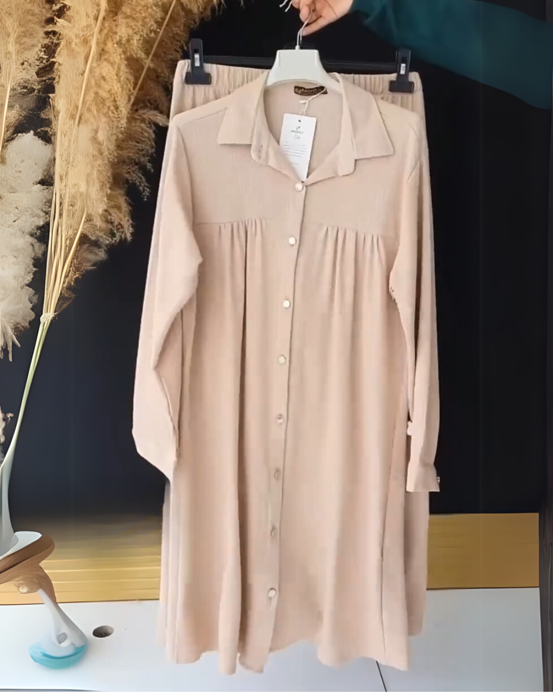 Sorvia Ivory Co-ord Set – Relaxed Shirt & Pant in Ivory Beige